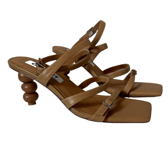 Caverley Shoes - Anthropologie x CAVERLEY Maize Strappy Leather Heel Sandal Size 37 / US 7
